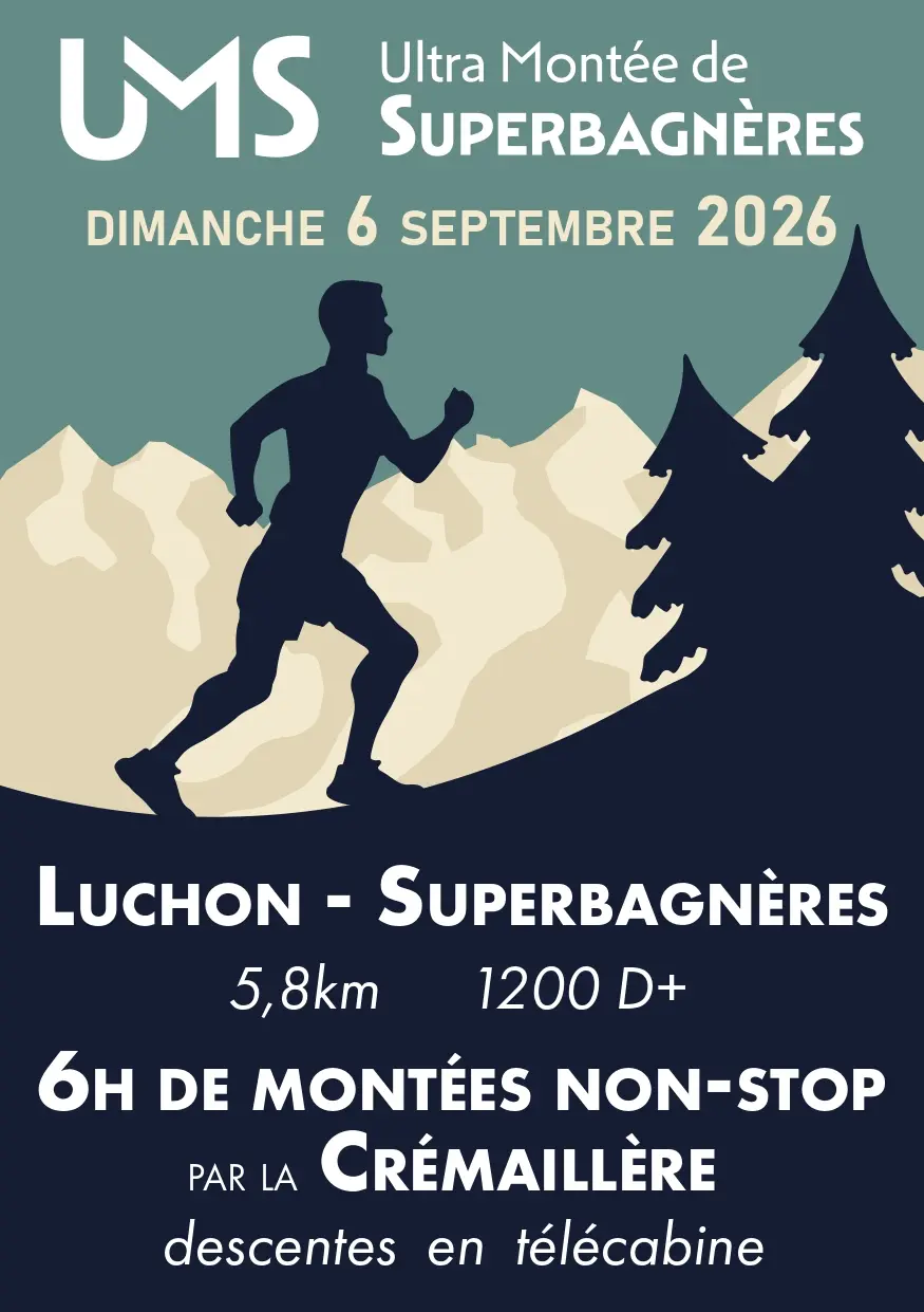 Affiche officielle de la 1ère édition de l'Ultra Montée de Superbagnères 2026